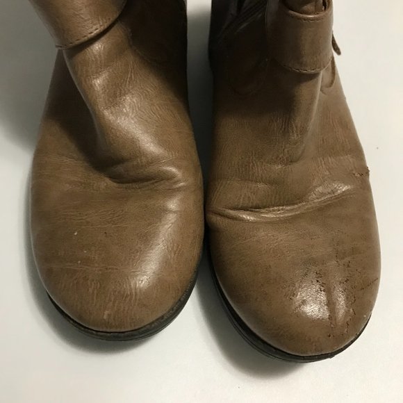 Kohl's Shoes Kohls Tan Zip Faux Leather Buckle Boots 8 Poshmark